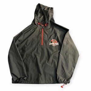 Jurassic Park Windbreaker Jacket Universal Studios Black Pullover Hooded Mens L